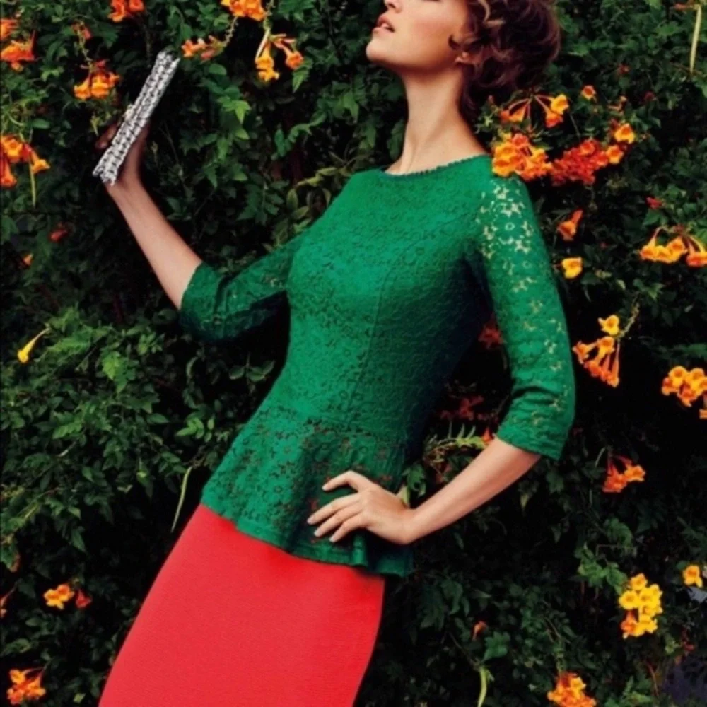 Anthropologie Moulinette Soeurs Lace Peplum Blouse Size 0 - Picture 5 of 5